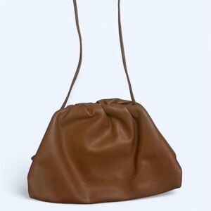 Brown Soft Faux Leather Pouch Shoulder Bag